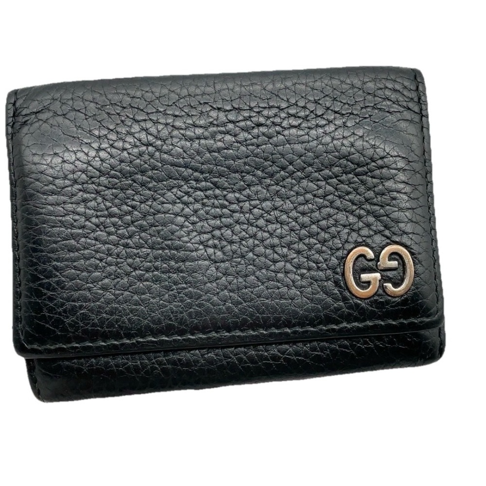 AUTH GUCCI Durian Leather Black Card Holder
